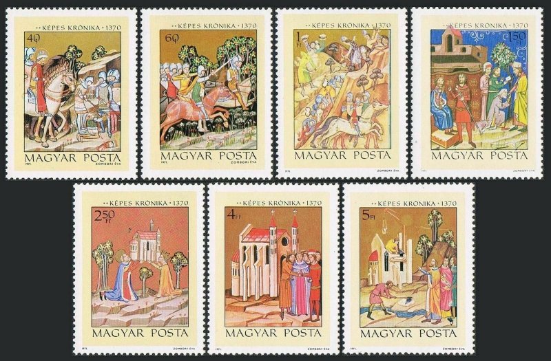 Hungary 2105-2111,2112,MNH. History.Chronicle of King Louis the Great,1971.