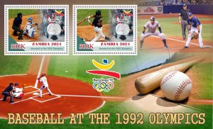 Stamps. Olympic Games 1992 Baseball 2024 year 1+1 sheets perforated NEW  MNH**