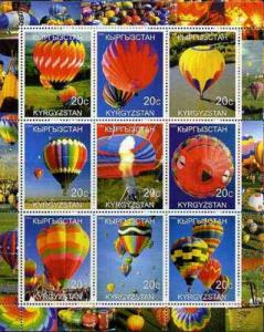 Kyrgyzstan 2000 Modern Balloons perf sheetlet containing ...