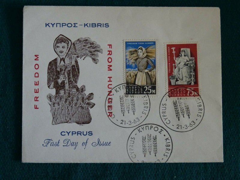 Cyprus 1963 Freedom from Hunger set Unofficial FDC.