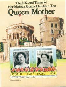 TUVALU SCOTT # 315 S/S, QUEEN MOTHER 85TH BIRTHDAY, MINT, OG, NH, GREAT PRICE!