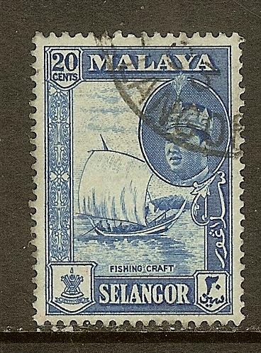 Malaya-Selangor, Scott #120, 20c Fishing Craft, Used