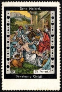 Vintage Germany Poster Stamp Series Painting No. 12 Lamentation of Christ