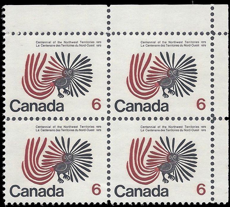 Canada #506 1970 Used Corner Block of 4