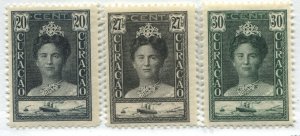 Curacao 1928-30 20, 27 1/2, and 30 cents mint o.g. hinged