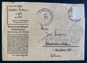 1940 Germany Oranienburg Concentration Camp Cover KZ To Barakova With Letter