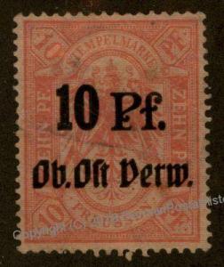 Germany WWI Poland 10pf Ob Ost Verwaltung Revenue Stamp Used 90841