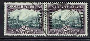 SOUTH AFRICA 1930 OFFICIAL 2D PAIR INVERTED WMK USED