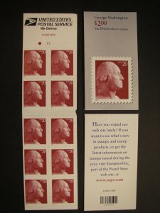 BK281A, Scott 3482b & 3482c, 20c Washington, #P2, MNH Booklet Beauty