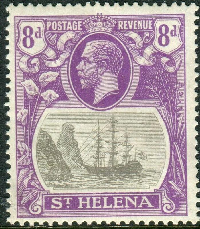 ST HELENA-1923 8d Grey & Bright Violet CLEFT ROCK.  Lightly mounted mint Sg 105c