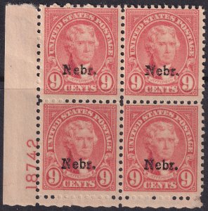 #678 Mint NH, Fine+, Plate number block of 4 (CV $700) (CV $70 - ID42561) - J...