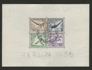 Germany Sc #B91  sheet of 4 used with Olympic cancel VF