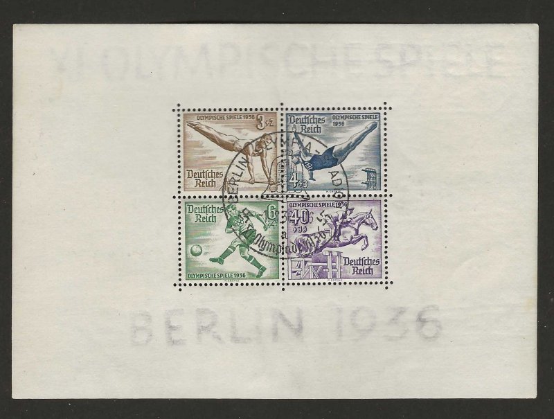 Germany Sc #B91  sheet of 4 used with Olympic cancel VF