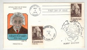 1979 COLLINS HANDPAINTED ALBERT EINSTEIN #1774 FDC PRINCETON NJ WAS $40