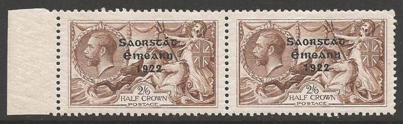 IRELAND SG64+64b 1922 2/6 CHOCOLATE-BROWN ONE WITH NO ACCENT MNH