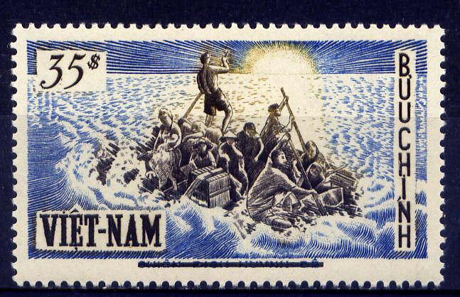 VIETNAM, SOUTH Sc#54 1956 Refugees on Raft Overprint MLH