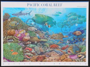 U.S. Used #3831 37c Pacific Coral Reef. Sheet of 10. First Day Cancel. Choice!