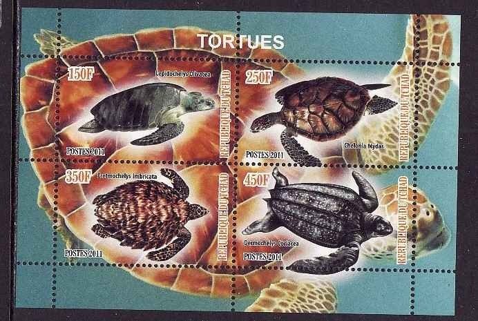 Chad-unused NH sheet-Marine Life-Turtles-2011-issue not a