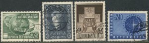 AUSTRIA Sc#608-611 1955-56 Four Different Complete Commems Used