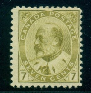 CANADA #92 7c King Edward VII, og, hinged, F/VF, Scott $275.00