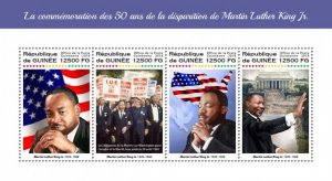 GUINEA - 2018 - Martin Luther King Jr., - Perf 4v Sheet - Mint Never Hinged