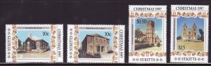St. Kitts-Sc#430-3- id7-unsed NH set-Christmas-Churches-1997-