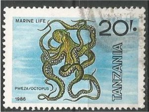 TANZANIA, 1986, used 20sh, Octopus Scott 331