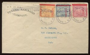 Canal Zone 1-3 1st Set on Panama Railroad Co Corner Cover w/Bohio Postmarks HV45