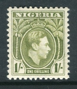 NIGERIA; 1938 early GVI portrait issue fine Mint hinged Shade of 1s. value