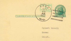 United States Wyoming Sage 1953 4f-bar  1900-1973  Postal Card  Philatelic.