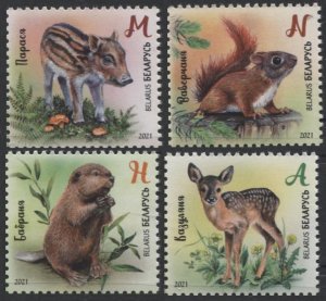 2021 Belarus 1393-1396 Animals. Roe. Squirrel. Piglet. Beaver 8,60 €