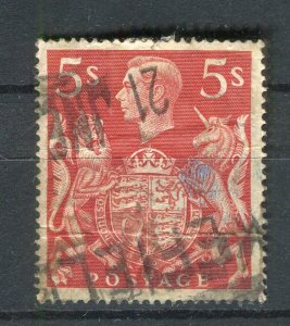 BRITAIN; 1940s early GVI pictorial issue fine used 5s. value