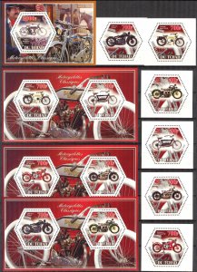 Chad 2014 Motorcycles set of 6 + 4 S/S MNH Cinderella !