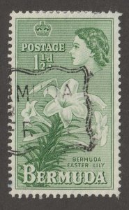 Bermuda, stamp, scott#145,  used, hinged,  1 -1/2d, flowers