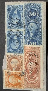 USA 1862-71 FIRST ISSUE REVENUES.VARIOUS ON PART DOCUMENT