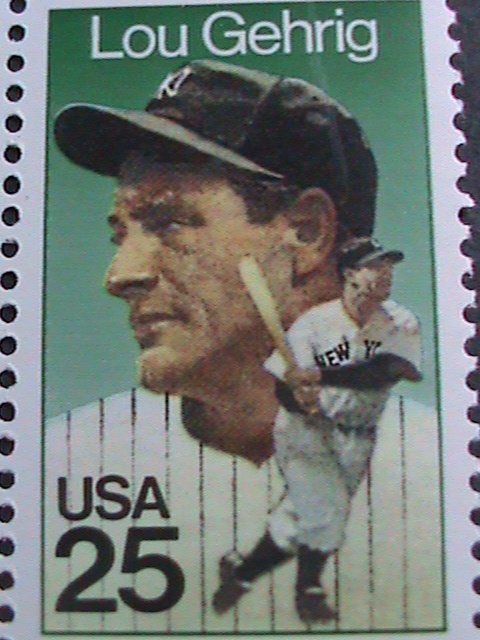 ​UNITED STATES-1989--SC#2417-LOU GEHRIG-AMERICAN SPORT-MNH IMPRINT PLATE BLOCK