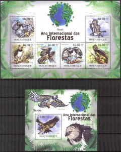 Mozambique 2011 Birds (3) Harpy Sheet + S/S MNH