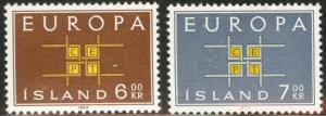 ICELAND Scott 357-8 MNH** Europa 1963 set