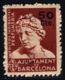 1937 Spain Revenue 50 Centimos Barcelona City Council Indirect Perfumery Taxes