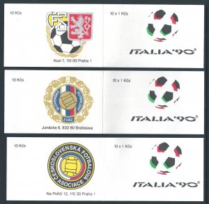 Czechoslovakia #2790a-c World Cup Soccer, Italy (3 Booklets of 10 - 3 Diff. Co