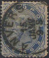 Belgium - #47 -Used- 1883 - King Leopoid -25c- SCV-15.00