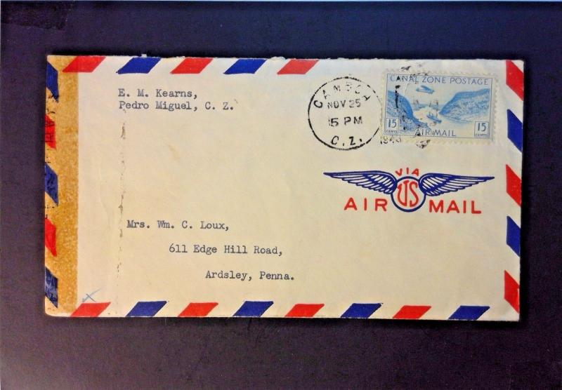 Canal Zone 1943 Censor Cover to USA - Z751