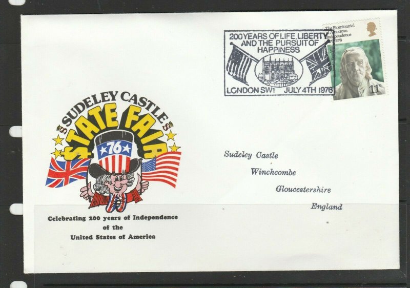 GB 1976 American Bicentenary, London SW1 Special cancel, Independence day cancel