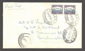 SOUTH AFRICA 1951 (25 Sept) Rail Post - Cover to - 99583