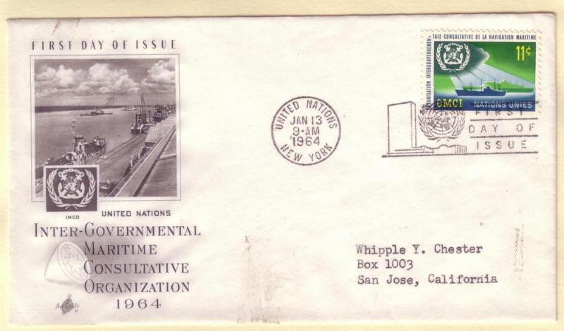 United Nations FDC Sc. # 124  Maritime Org. Ships     L 60