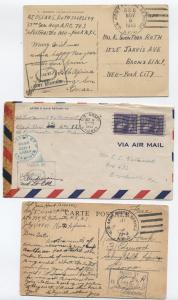 Three 1943 WWII APO covers (NorthAfrica and Canal Zone) [y1843]