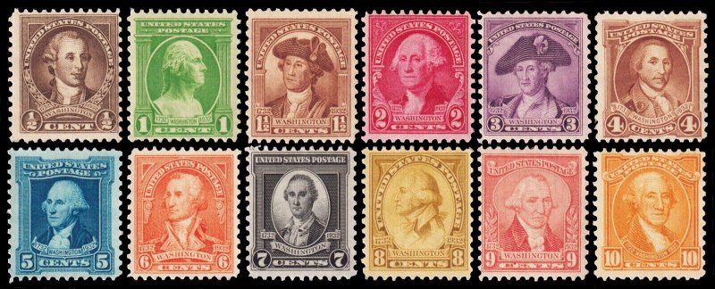 United States Scott 704-715 (1932) Mint H F-VF Complete Set, CV $20.65 M