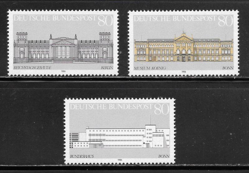 Germany Scott 1466a-c MNHOG - 1986 Historic Buildings Singles from S/S