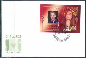 ST VINCENT BEQUIA ENGAGEMENT OF PRINCE WILLIAM & CATHERINE MIDDLETON S/S I FDC 