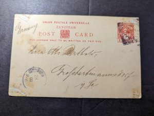 1903 British Zanzibar Postcard Cover to Grosshartmannsdorf Germany